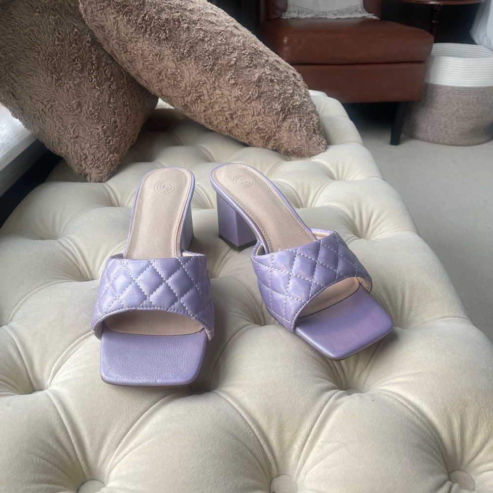 Lavender Quilted Women's Mule Heels